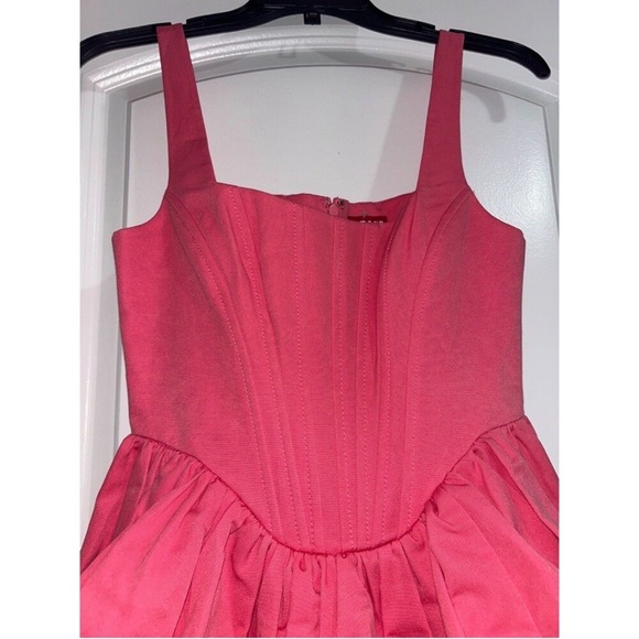 STAUD Landscape Lollipop Pink Corset Mini Dress Size 0 NWT Fit Flare Mini - Picture 4 of 12